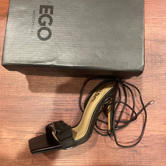 NEW LAST CHANCE EGO Black Ankle Tie High Heel Sandals - Picture 1 of 1